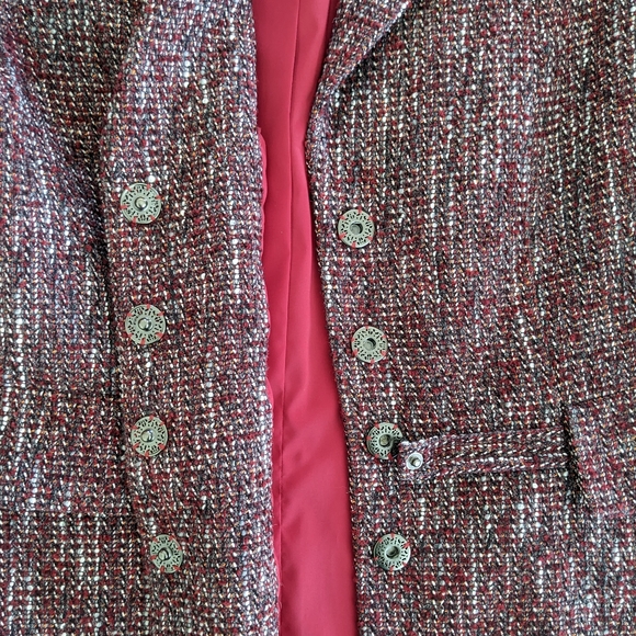 Doncaster tweed career blazer jacket, burgundy, size 10 - Picture 8 of 16